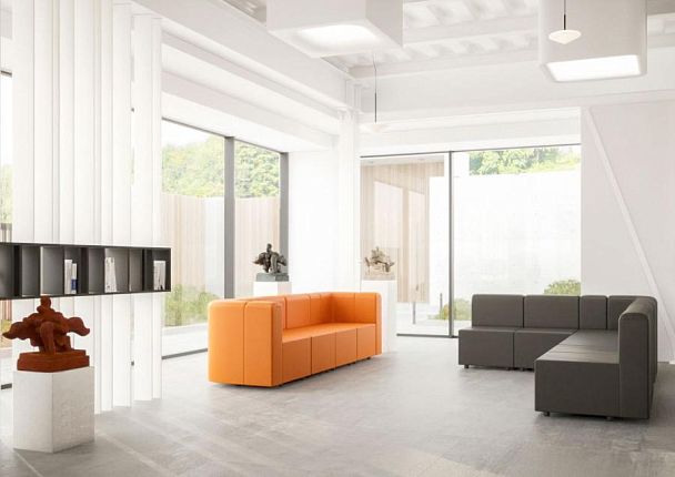 Стол журнальный со стеклом (экокожа) Юнона Un/st/o/s экокожа светло-серая CN1132 - Вид 2