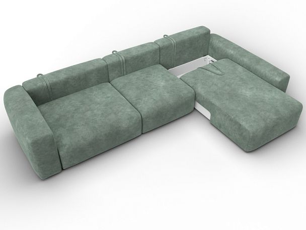 Диван угловой Лига-066 НПБ Лонг угол правый Велюр зеленый - Вид 8