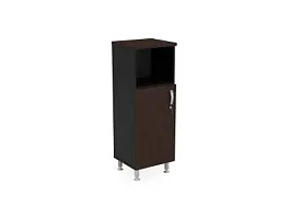 БЕРЛИН / BERLIN Шкаф-стеллаж узкий 3 уровня левый 450х430х1290 Венге/Черный - Фото предпросмотра