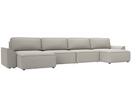 Диван п-образный Лига-048 НПБ лонг Рогожка бежевый - Фото предпросмотра