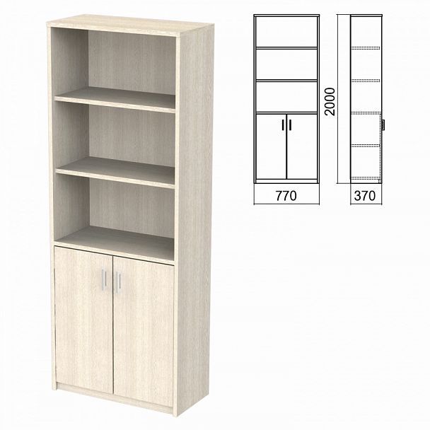 Шкаф полузакрытый "Арго", 770х370х2000 мм, 2 двери, 4 полки, ясень шимо - Вид 1