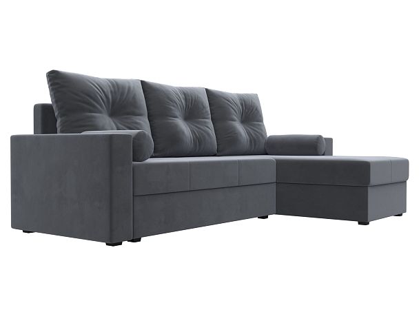 Диван угловой Верона Лайт угол правый (полностью велюр серый) - Вид 3