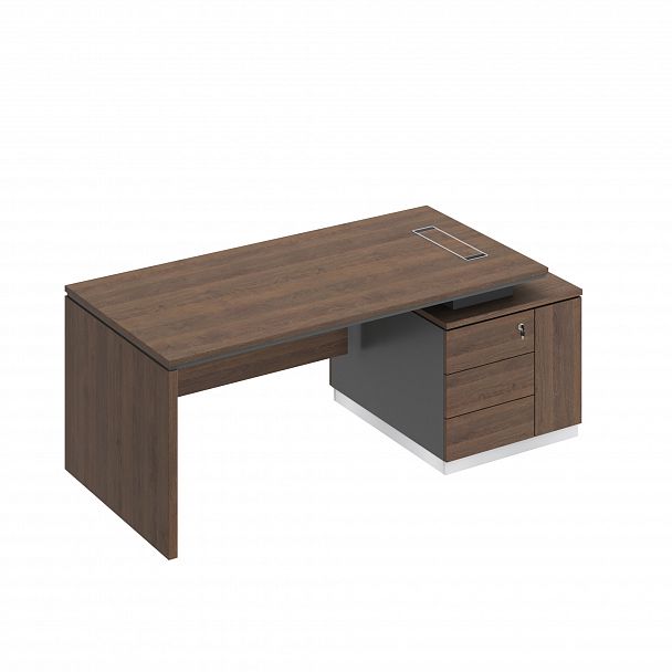 Стол руководителя (опора ДСП) на опорной тумбе (левый/правый) "City" СИ 111  дуб гладстоун/антрацит премиум/дуб гладстоун - Вид 1