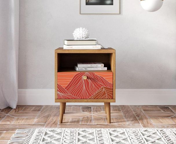 Тумбочка Berber с одним ящиком 49 принт арт BB06/Print_49, разноцветная - Вид 5