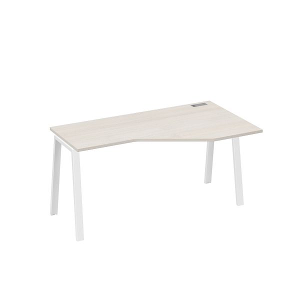 Стол эргономичный правый "Техно" на металлокаркасе TRE A4 А4 Б3 056 БП дуб / металлокаркас белый - Вид 1