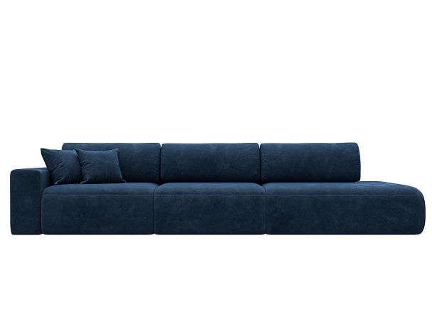 Диван прямой Лига-036 НПБ Модерн Лонг подлокотник слева Велюр синий - Вид 2