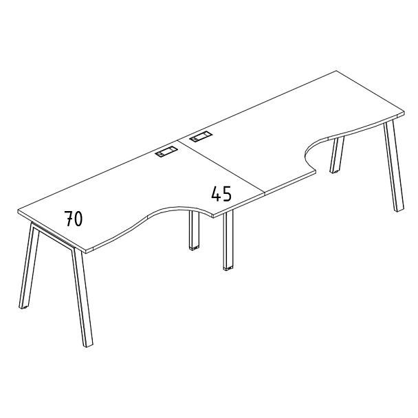 Рабочая станция каркас TRE  столы (2х160) A4 А4 Б3 045-2 БП мокко премиум / металлокаркас серый - Вид 3