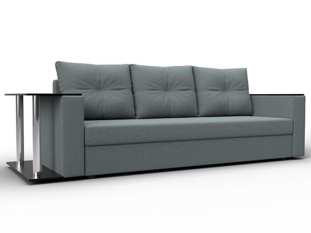 Диван прямой Атланта Лайт со столом слева Рогожка серый - Вид 1