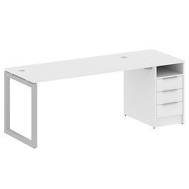 Metal System Quattro Р. ст. с тумбой на О-образном м/к 50БО.РС-СТП-1.4 Белый/Серый металл 2012*720*750 - Фото предпросмотра