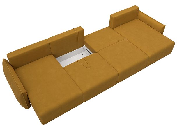 Диван П-образный Лига-051 НПБ Лонг Велюр желтый - Вид 8