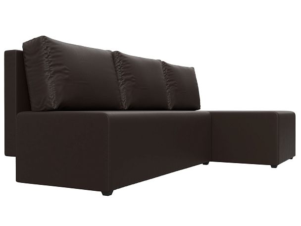 Угловой диван Поло правый (полностью экокожа коричневая) - Вид 3