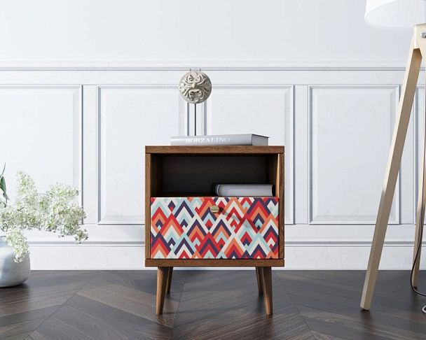 Тумбочка Berber с одним ящиком 2 принт арт BB06/Print_02, разноцветная - Вид 4