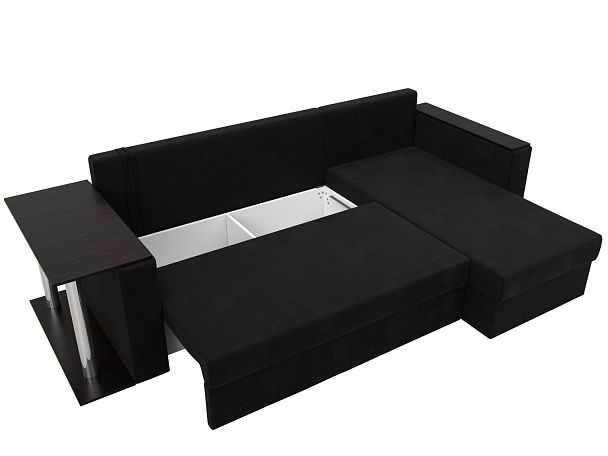 Угловой диван Атланта Лайт правый (полностью микровельвет черный) - Вид 7