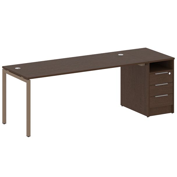 Metal System Quattro Р. ст. с тумбой на П-образном м/к 40БП.РС-СТП-1.5 Венге/Мокко металл 2212*720*750 - Вид 1