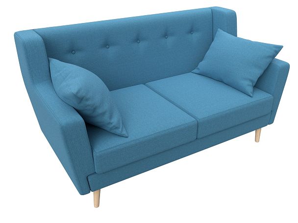 Диван кухонный прямой Брайтон 2 Рогожка голубой - Вид 5