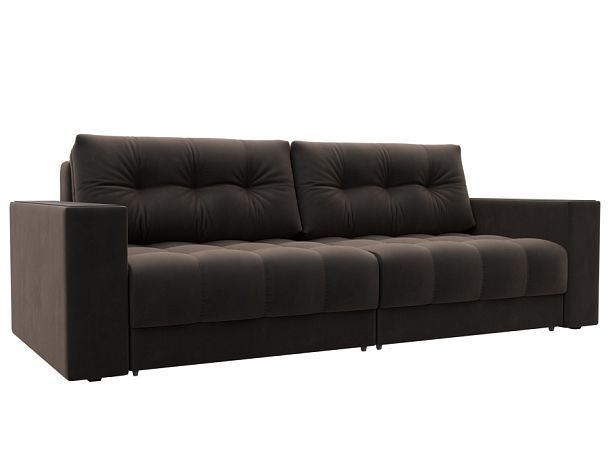 Диван прямой с декором Лига-049 НПБ Велюр коричневый - Вид 1