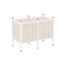 Loft Прямой стеллаж наборный VR.L-01 Денвер светлый/Белый металл 862*446*636 - Фото предпросмотра