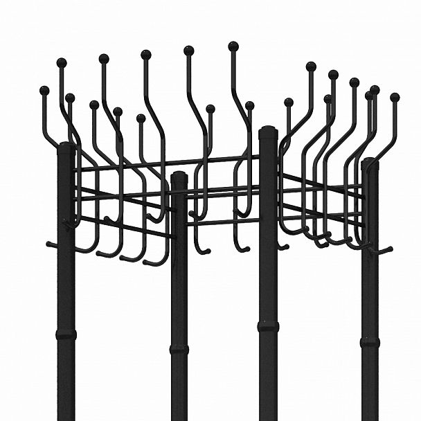 Вешалка на колесах на 20 крючков с держателем для зонтов "Гардикс-4К", металл, черная - Вид 3