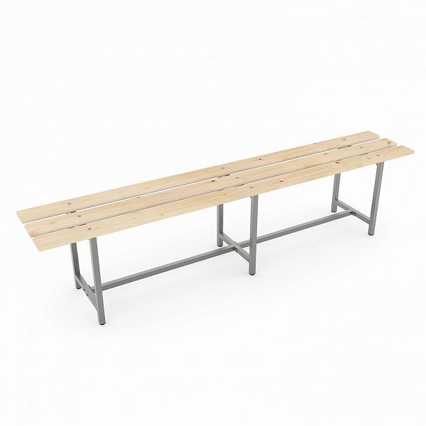 Скамья деревянная на металлокаркасе "СТ 4", 2000х350х460 мм, каркас металлический серый, сиденье дерево - Вид 2