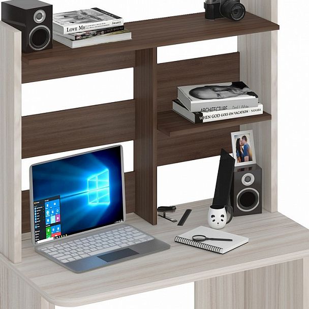 Стол компьютерный Домино Lite СКЛ-Прям100Р+НКЛ-100 Карамель/Шамони - Вид 3