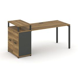 Concept Стол рабочий с опорным распаш. шкафом с верх. горизонтом  CN.SP-222 W Сандал Янтарный/Антрацит/Металл Антрацит 1600*720*917 - Фото предпросмотра