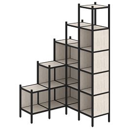 Loft Угловой внутренний стеллаж наборный VR.L-49 Денвер светлый/Чёрный металл 1278*1278*2280 - Фото предпросмотра