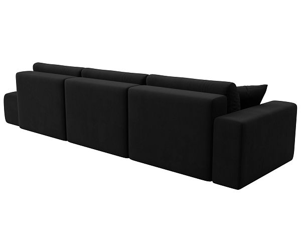 Диван прямой Лига-036 Модерн Лонг подлокотник слева Микровельвет черный - Вид 5