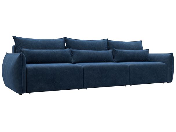 Диван прямой Лига-051 НПБ Лонг Велюр синий - Вид 1