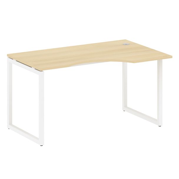 Metal System Quattro Стол криволинейный правый на О-образном м/к 40БО.СА-2 (R) Акация/Белый металл 1400*900*750 - Вид 1