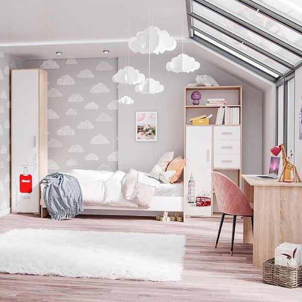 Спальня Бланка. Кровать 1,2 дуб сонома/белый - Вид 2