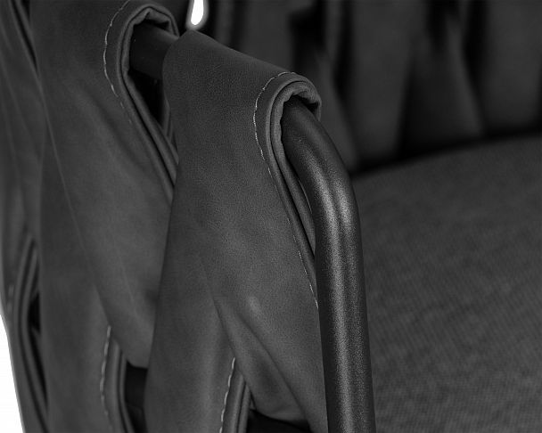 Стул барный DOBRIN AMELIA (серая ткань (F-48), темно-серый винтажный PU (MF-12)) - Вид 8