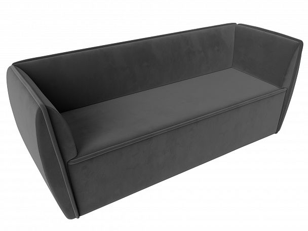 Прямой диван Бергамо 3-х местный (полностью велюр серый) - Вид 5