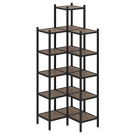 Loft Угловой внутренний стеллаж наборный VR.L-46 Дуб аризона/Чёрный металл 862*862*2280 - Фото предпросмотра