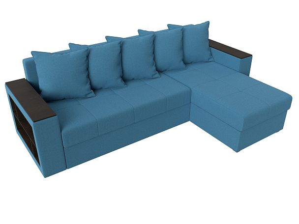 Диван угловой Дубай Лайт правый угол Рогожка голубой - Вид 5