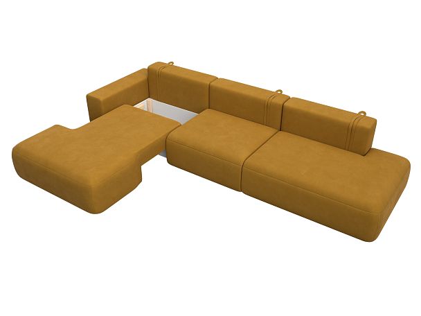 Диван угловой Лига-036 НПБ Модерн Лонг левый угол Велюр желтый - Вид 7