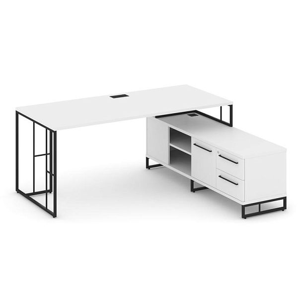 Rift Direct Стол руководителя на опорной тумбой RF.SRT-25 (R) Белый Бриллиант/Металл Черный 1780*1600*750 - Вид 1