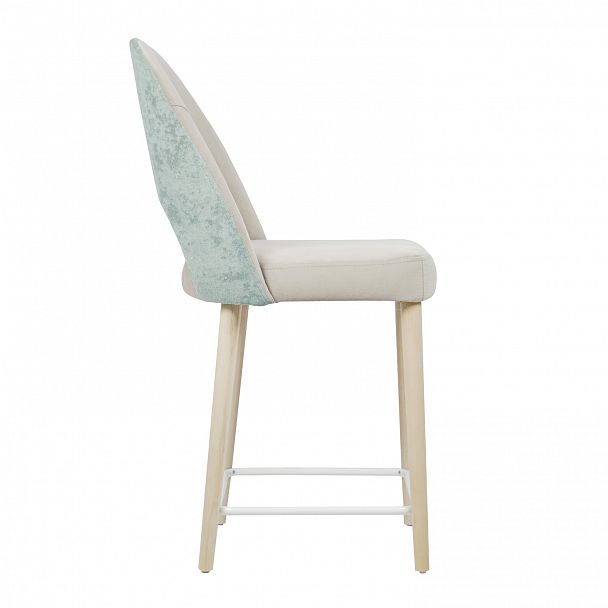 Стул полубарный Маллин, белый велюр, деревянные ножки - Вид 3