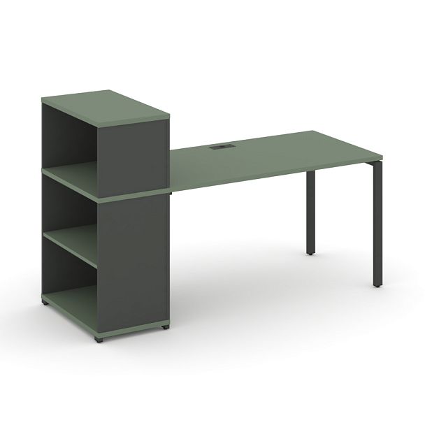 Concept Стол рабочий с опорным стеллажом с надставкой низ. CN.SP-210 Кобо/Антрацит/Металл Антрацит 1600*720*1140 - Вид 1