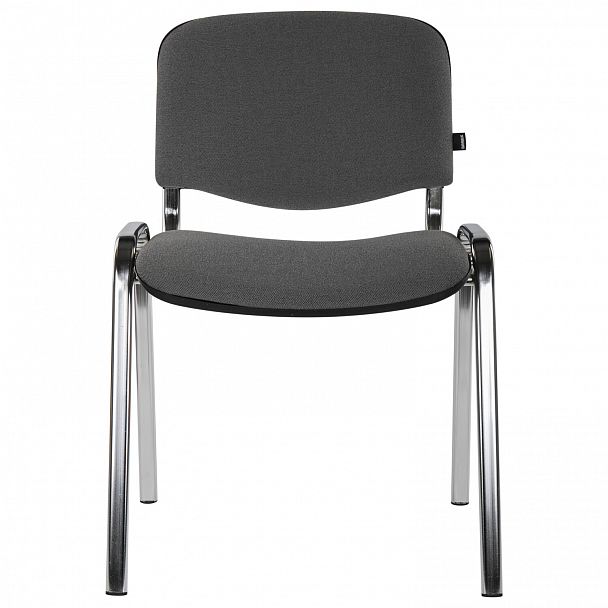 Стул для персонала и посетителей BRABIX "Iso CF-001", хромированный каркас, ткань серая с черным, 531420, стопируемый - Вид 5