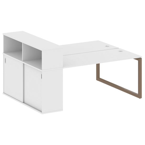 Metal System Quattro Р. ст. с шкафом-купе на О-образном м/к 50БО.РС-СШК-2.4 Т Белый/Мокко металл 2010*1475*1098 - Вид 1