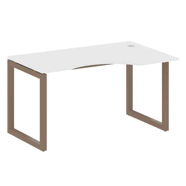 Metal System Quattro Стол криволинейный правый на О-образном м/к 50БО.СА-2 (R) Белый/Мокко металл 1400*900*750 - Вид 1