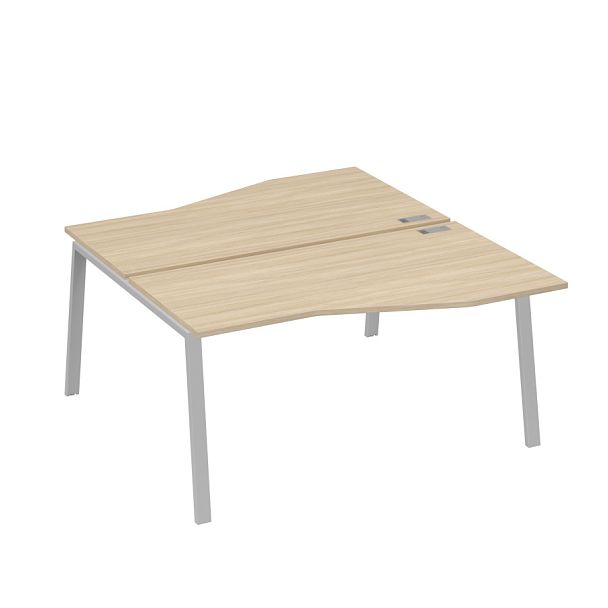 Рабочая станция (2х160) столы Техно на опорах TRE A4 А4 Б3 191  БП дуб скандинавский / металлокаркас серый - Вид 1