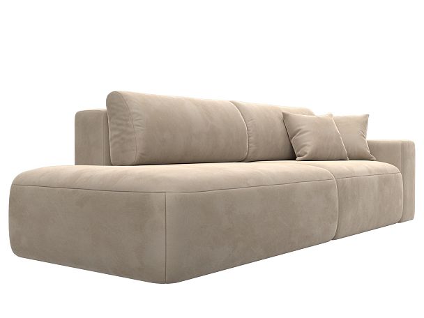 Диван прямой Лига-036 Модерн подлокотник справа Велюр бежевый - Вид 4