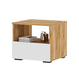 Хелен ТБ 01 Тумба прикроватная (0,502х0,442х0,460) белый/дуб крафт золото - Фото предпросмотра