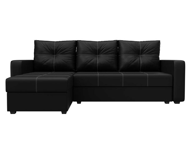 Диван угловой Ливерпуль Лайт левый угол Экокожа черный - Вид 2