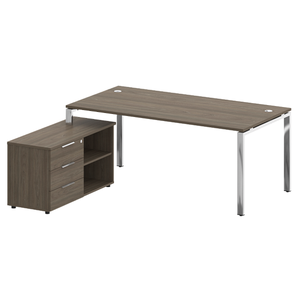 Metal System Direct Стол руковододителя с тумбой левый БГ.СРТ-5.9 (L) Вяз/Нерж. сталь 1900*1720*750 - Вид 1