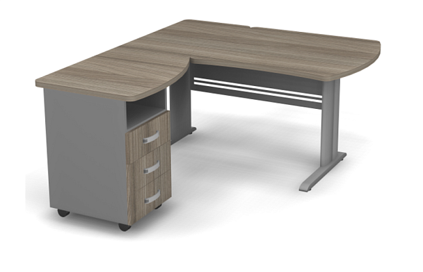 Стол угловой на металлокаркасе L,R 1400 Берлин Дрифтвуд/Серый УРМ.М 140 L\R - Вид 1