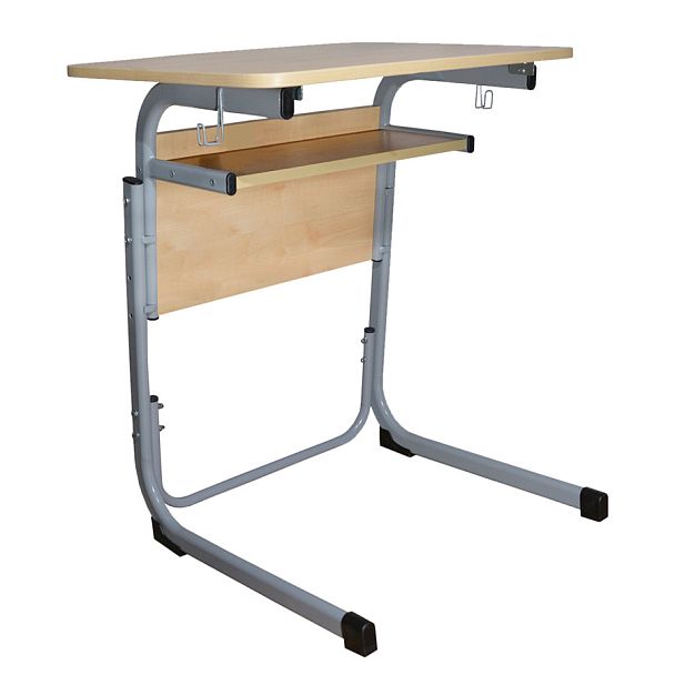 Стол-парта Атлант, 1-местный, регулируемый, серый каркас, ЛДСП клён, гр.4-6 - Вид 1