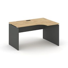 Стайл Проджект Стол рабочий эргоном. SN-D.SPA-002(R) Тиквуд Светлый/Антрацит NEW/Черная Заглушка 158 - Фото предпросмотра