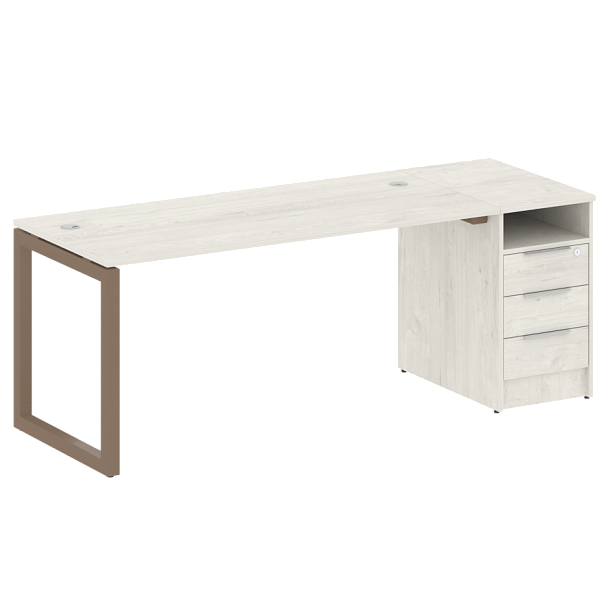 Metal System Quattro Р. ст. с тумбой на О-образном м/к 50БО.РС-СТП-1.4 Дуб наварра/Мокко металл 2012*720*750 - Вид 1